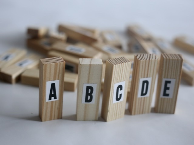 DIY wooden alphabet blocks for play based learning